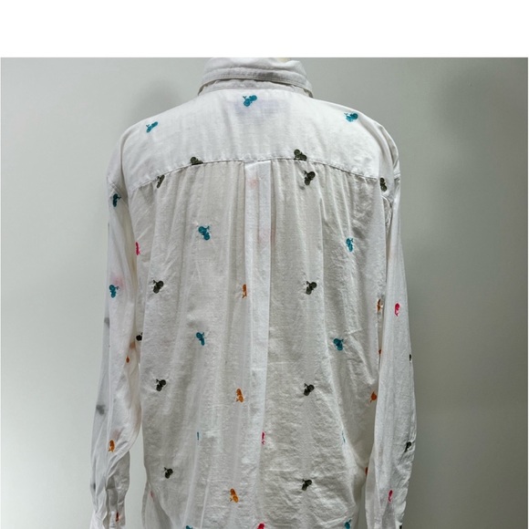 LOFT Cotton Embroidered Button Down Shirt Size Small - Picture 12 of 15